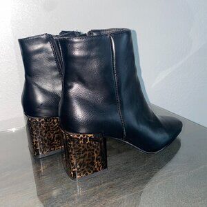 Truffle Collection Ankle Booties w/ Chunky Block Tortoise Shell Pattern Heels